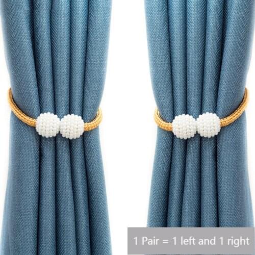 2x Pearl Magnetic Curtain Clip Curtain Holders Tieback Buckle Clips Hanging Ball Buckle Versatile curtain cord Home Decor