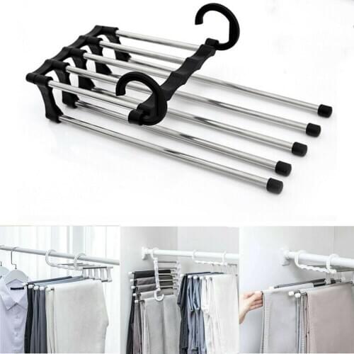 Multi-functional Pants rack shelves 5 in1 Stainless Steel Wardrobe Magic Hanger