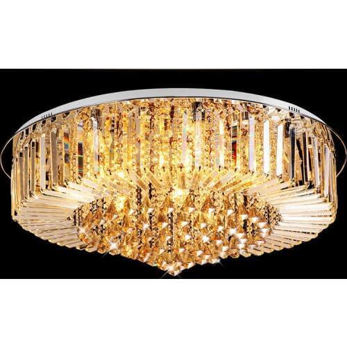 Fashion Ameican K9 crystal Led Creative Luxury Dining hall lamp Villa ceiling light Living room lamp Round