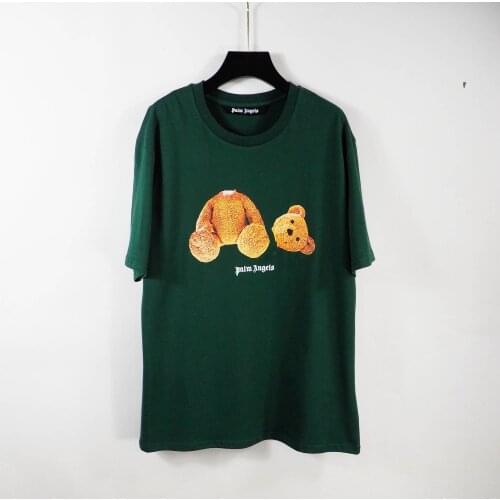 Palm Angels lettres Logo Men and Women Couples Bear Pattern Casual Fashion Round Neck Short Sleeve T-shirt