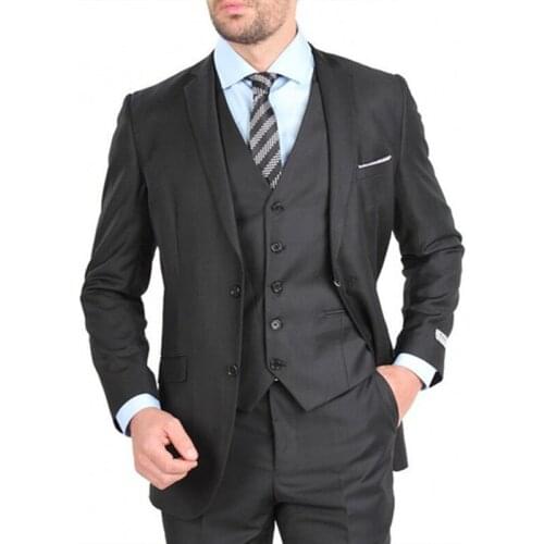 Custom Mens Suits Hot Sale New Man Business Suit Three Pieces Set Include Vest Professional Formal Groom Wedding Party Blazer