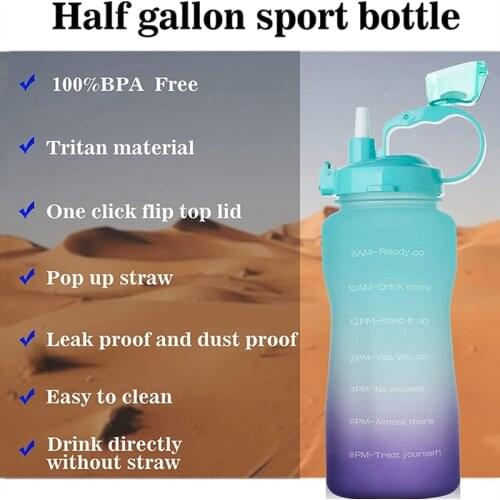NHBR Water Bottle with Time Marker 68 Oz Extra Large Motivational Bottle with Straw
