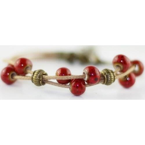 1PCS New Fashion Adjustable Delicate Hand-Woven Ceramic Beads Bracelet Originality Chinese Style Bracelet Adorn Article