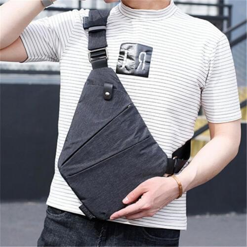 Travel Men Canvas Chest Bag Fitness Messenger Bag Crossbody Bag Black Casual Simple Single Anti Theft Shoulder Bag