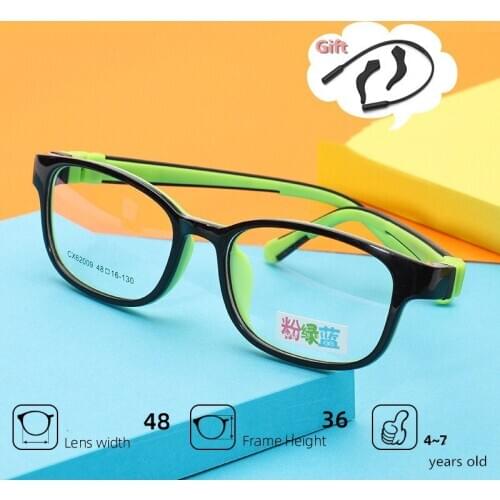 School-age Kids Square Optical Glasses Frame Soft Flexible Silicone Glasses Transparent Children Frame Eyeglasses Spectacles