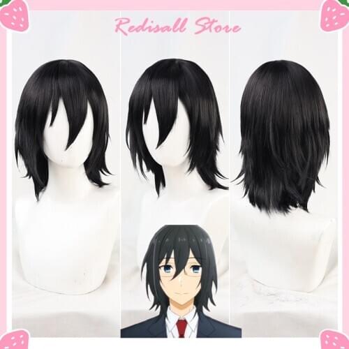Miyamura Izumi Cosplay Wig Hori-san to Miyamura-kun Horimiya Short Black Synthetic Hair Heat Resistant Free Wig Cap Men Women