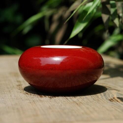 All Hand-pulled Embryo Sacrifice Red Glaze High Temperature Ceramic Water Pan