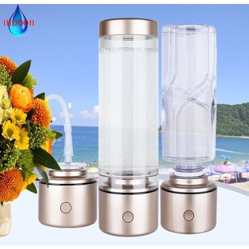Portable Mini Pure H2 Ventilator Nano Bottle Rechargeable Electrolysis Alkaline Hydrogen Rich Water Generator IHOOOH Anti-Aging
