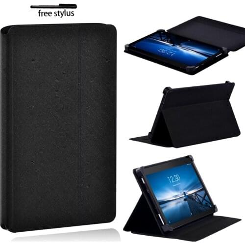PU Leather Case for Lenovo Tab E7 / E8 / E10 Tablet Foldable Lightweight Scratch Resistant Protective Cover Case + Pen