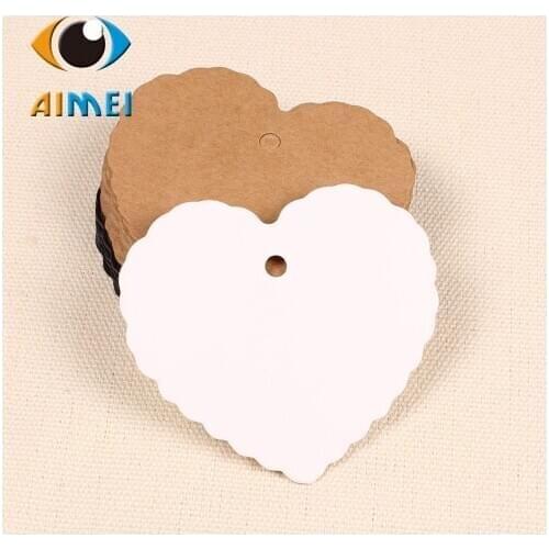 6X5.5Cm Heart-Shape Kraft Paper Blank Hang Tags Wavy Paper Swing Label Diy Accessories For Handwork Blank Gift Tag Bookmarks