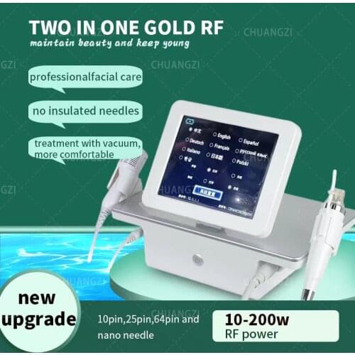 2 in 1 rf fractional micro-needle machine with cold hammer anti-acne shrink pores facial skin care tools stretch marks remover