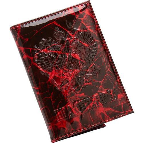 Russian Lightning stone grain print pu leather unisex emblem card holder bag travel ID credit ticket passport soft folder cover