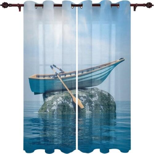 Reef Canoe The Sea Valance Window Curtains For Living Room Bedroom Kitchen Home Korean Room Decor Youth Room Window Curtains