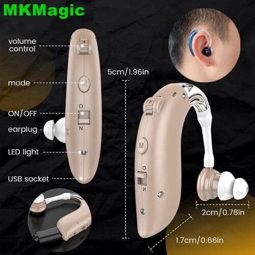 Best Recharge Hearing Aid Ear Hearing Device BTE Hearing Aid Mini Sound Amplifier Hearing Aids Hearing Amplifier for The Elderly