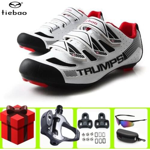 Tiebao Road Cycling Shoes Men Self-Locking SPD-SL Pedals Breathable Superstar Zapatillas Deportivas Hombre Bike Bicicleta