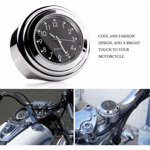 Waterproof 7/8" 1" Chrome Motorcycle Handlebar Mount Quartz Clock Watch for Harley Davidson Honda Yamaha Suzuki Kawasaki 1pcs