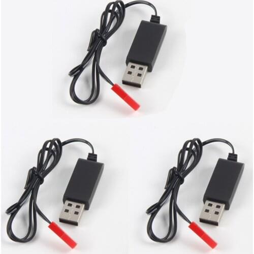 3PCS JST Plug Charger 3.7V USB Charger Cable Spare Part for RC Drone Quadcopter Helicopter Robot Car Accessory