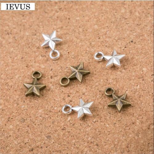 Factory price 20 Pieces/Lot 11mm*8mm antique bronze or silver plated 3D star charm diy handmade craft pandent for jewelry making