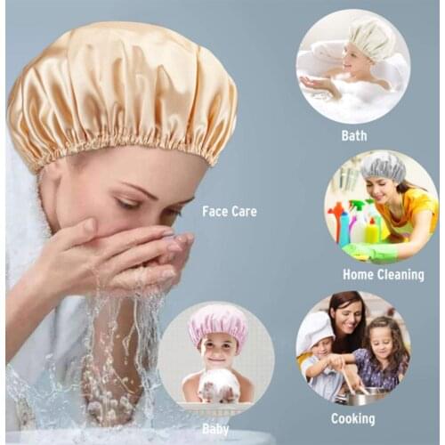 Women Reusable Shower Cap Waterproof Double Layer Shower Cap EVA Protection Bath Cap Multicolor Shower