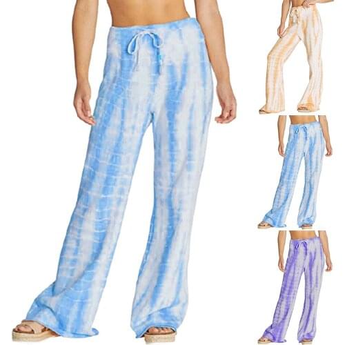 Floor Length Women Pants Legging Tie Dye Printed Trousers Stretch Waistband Ladies Maxi Fashion Female Pants D30