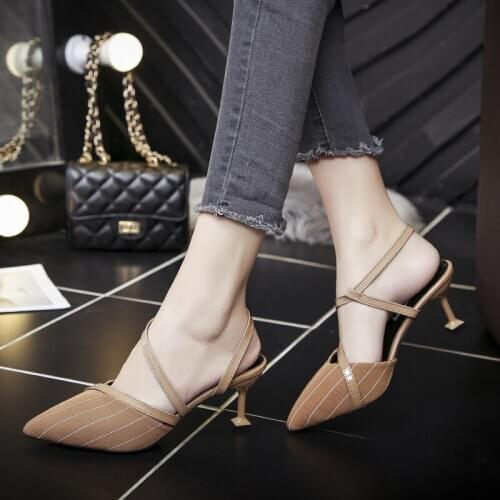 Womens High Heels Single Shoes 2020 New Fashion pointed thin strap sexy striped comfortable skin-friendly women sandals U28-41