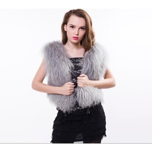 Lamb fur vestNatural fur fashion vest female large size S-3XL fur vest