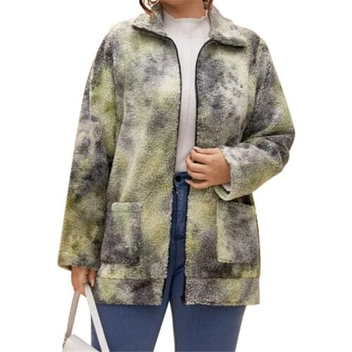 Winter New Warm Women Jacket High Quality Commuter Tie Dye Mid-Length Loose Large Sizes Coat Women Outwear Warm Casual Jacket