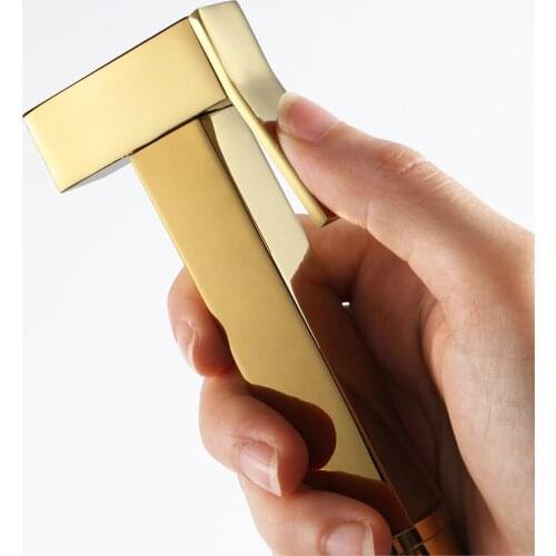Gold Black Square Shape Brass Bidet Sprayer Shower Nozzle Toilet Handheld Shattaf Flushing Gun Car Floor Diaper Closestool Clean