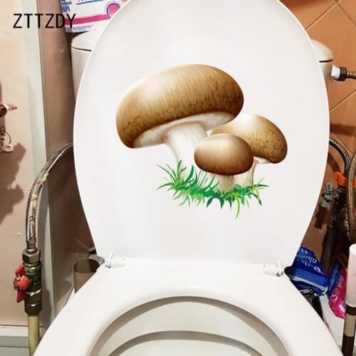 ZTTZDY 21.4×22.2CM Mushrooms In The Grass Home Childrens Bedroom Decoration Funny Wall Toilet Stickers T6-0133