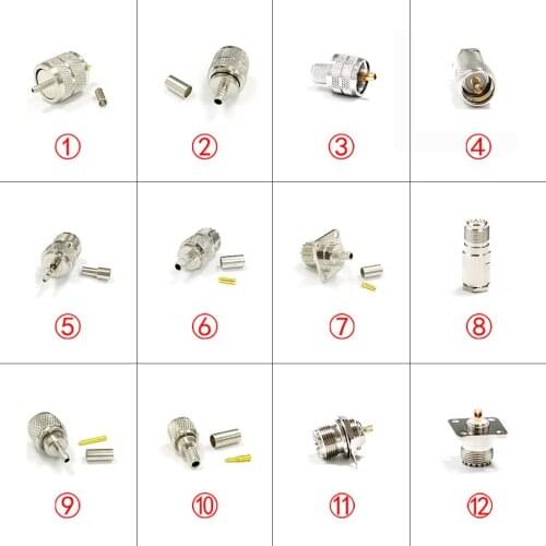 1pc Mini UHF Female Jack Male Plug Connector Crimp Clamp Solder Flange Nut Straight Right Angle Nickelplated RG174/RG58/RG8