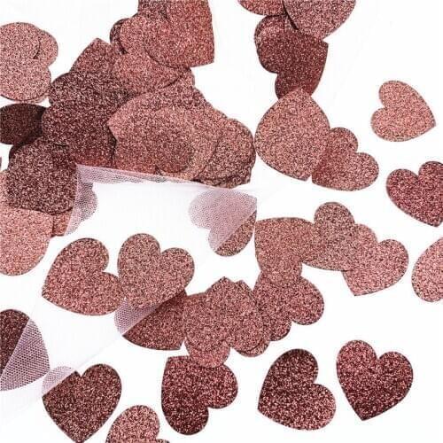 100pcs Glittler Rose Gold 3cm Heart Paper Confetti Wedding Card Paper Confettis Birthday Party Supplies Baby Shower Decoration