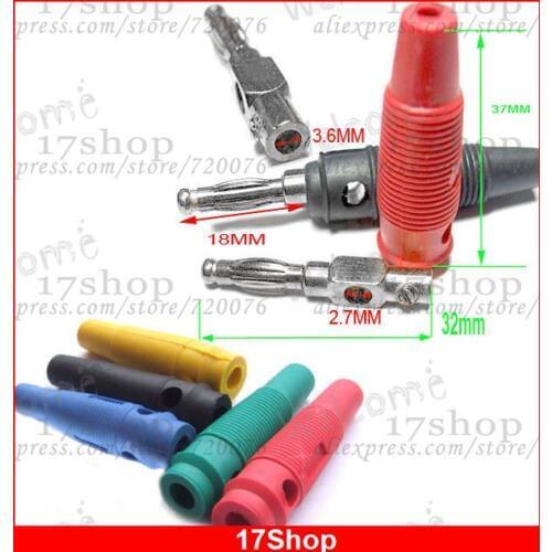 100PCS Soft silicone 5 color Banana Plug Screw Cable to BINDING POST Test Probes