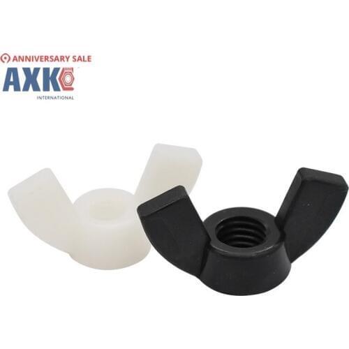 20Pcs M4 M5 M6 M8 DIN315 Hand Tighten Black And White Nylon Nut Wingnut Butterfly Nut Ingot Plastic Wing Nuts AXK17