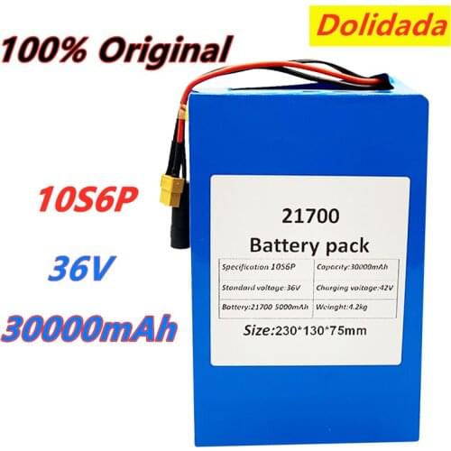 36V 30ah 21700 10S6P Electric Bicycle Battery 36V 30000mAh 1000W Lithium Battery Built-in 20A BMS Electric Bikes Motor