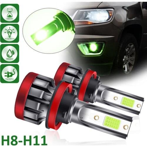 Dropship 2PCS H8 H11 Car Led Fog Light LED Car Bulb IP68 Waterproof Car DrivingRunning Fog Lamp 12V Lemon Green Car Accessories