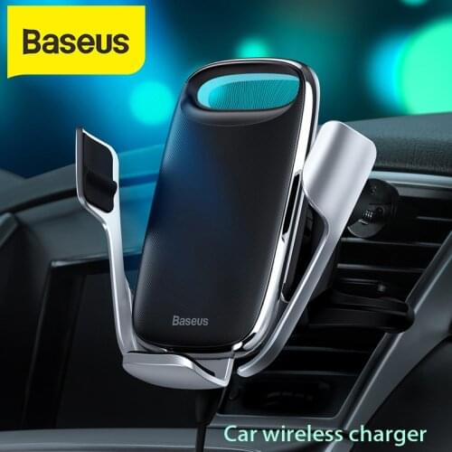 Baseus 15W Car Fast Charger QI Wireless Charger For iPhone 11 Samsung Android Wirless Charging Car Phone Holder Car Stand