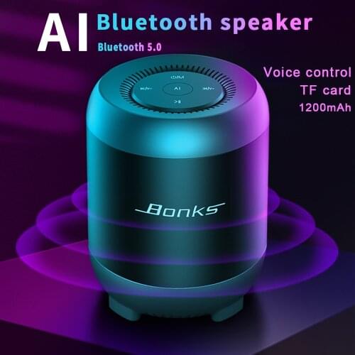Wireless Mini Bluetooth Speaker AI Intelligent Voice Control and Built-in Bass-enhanced Diaphragm HiFi Sound Effect Support TF