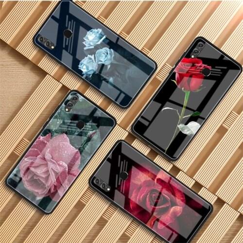 Flower Rose Tempered Glass Phone Case For Huawei P20 P30 P40 P40 Lite Pro Psmart Mate 20 30 Cover Shell