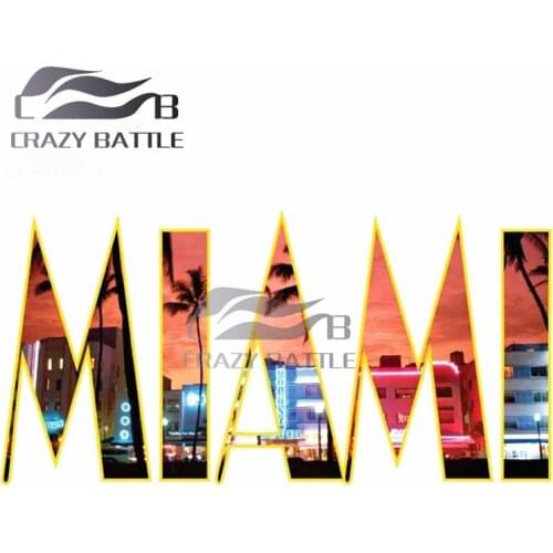 Crazy Battle 13 x 6.6cm Colorful Miami Logo Car Stickers Auto Air Conditioner Decal Waterproof Decals Vinyl Material Decoration