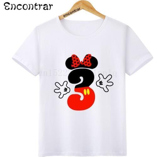 Kids Birthday Numbers Print O-Neck T Shirt Tees Summer Cute Princess Tops Children T-Shirt Boy/Girl Clothing,HKP3092