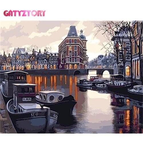 GATYZTORY Oil Painting By Numbers Kits Venice DIY Pictures By Numbers On Canvas Landscape Frame Hand Painting Home Decor