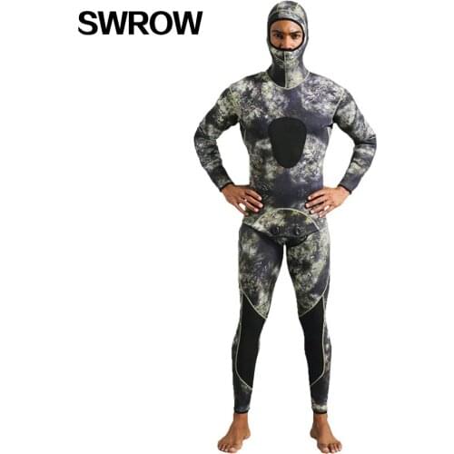 SWROW 3MM Swim Wetsuits Mens Diving Suit Split Scuba Snorkel Swimsuit Spearfishing Surfing Jumpsuit for Cold Water 2 Pieces