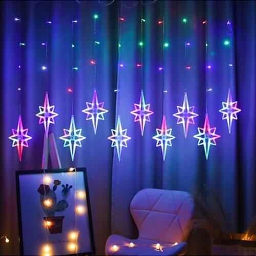 Star Curtain String Lights Christmas Garland String Lights Fairy Curtain Light For Home New Year Party Wedding Holiday Decor