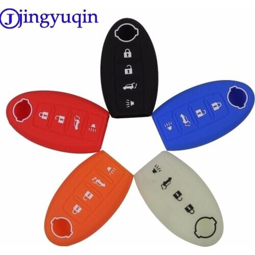 Jingyuqin Remote 4 Buttons Silicone Car Key Cover For NISSAN Maxima Altima Versa Sentra Sunny Sylphy Teana Qashqai X-Trail Juke