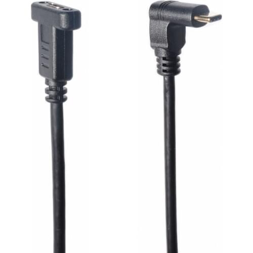 90 Degree USB C Male to Female Extension Cable, Up & Down Angled USB 3.1 Type C Extender Charging & Sync Cable with Panel Mount