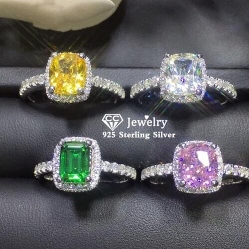 CC Rings For Women S925 Silver Bridal Wedding Propose Engagement Cubic Zirconia Colorful Ring Fine Jewelry Drop Shipping CC595