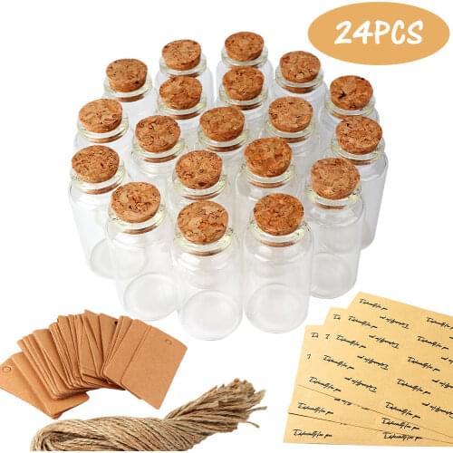 OurWarm 25ML Mini Glass Bottle with Cork Clear Wish Bottle Hanging Decoration Party Gift Wedding Centerpiece Supplies