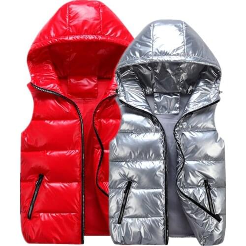 Parent-Child Matching Outfits Shiny Kids Waistcoat Cotton For Boys Girls 100-185 CM Outerwear Children Sleeveless Jacket Vest