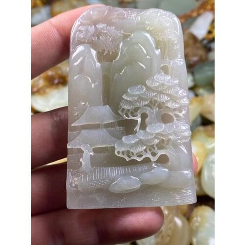 Natural 7A hetian jade Handcarved jade landscape jadeite jade pendant jade necklaces pendants jewelry jade necklace
