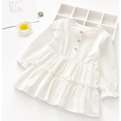 2-7 Years High Quality Summer Girl Dress 2021 New Floral Cotton Solid Draped Ruched Kid Children Clothing Girl Princess Dresses